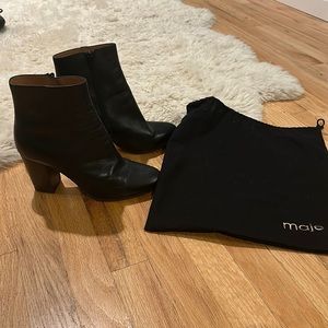 Maje Black Leather Botties w/ bag like new